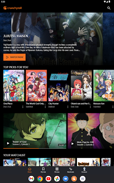Crunchyroll MOD APK app interface with premium features 2026