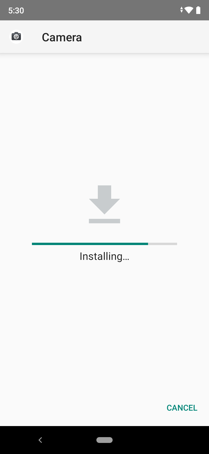 Android app installation screen during APK update