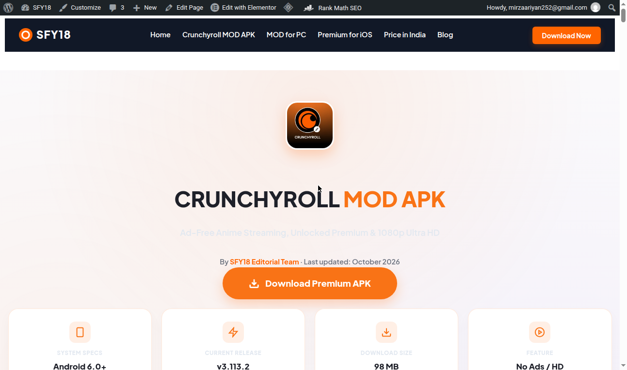 Download latest Crunchyroll MOD APK version from SFY18